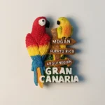 Front view of Spain Gran Canaria parrot road sign fridge magnet