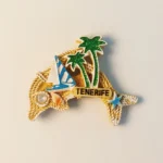 Front view of Spain Tenerife Dolphin Sailboat Palm Trees Fridge Magnet