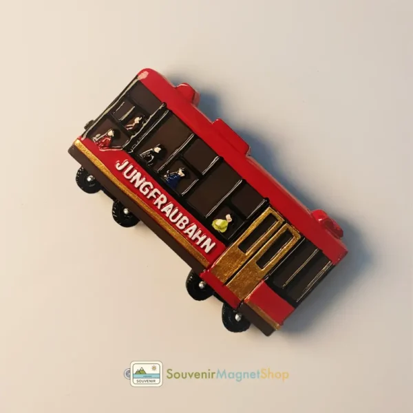 Right side view of Switzerland Jungfraubahn train fridge magnet