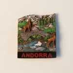 Andorra painted natural scenery fridge magnet front view.