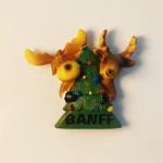Canada Banff moose Christmas tree fridge magnet front view.
