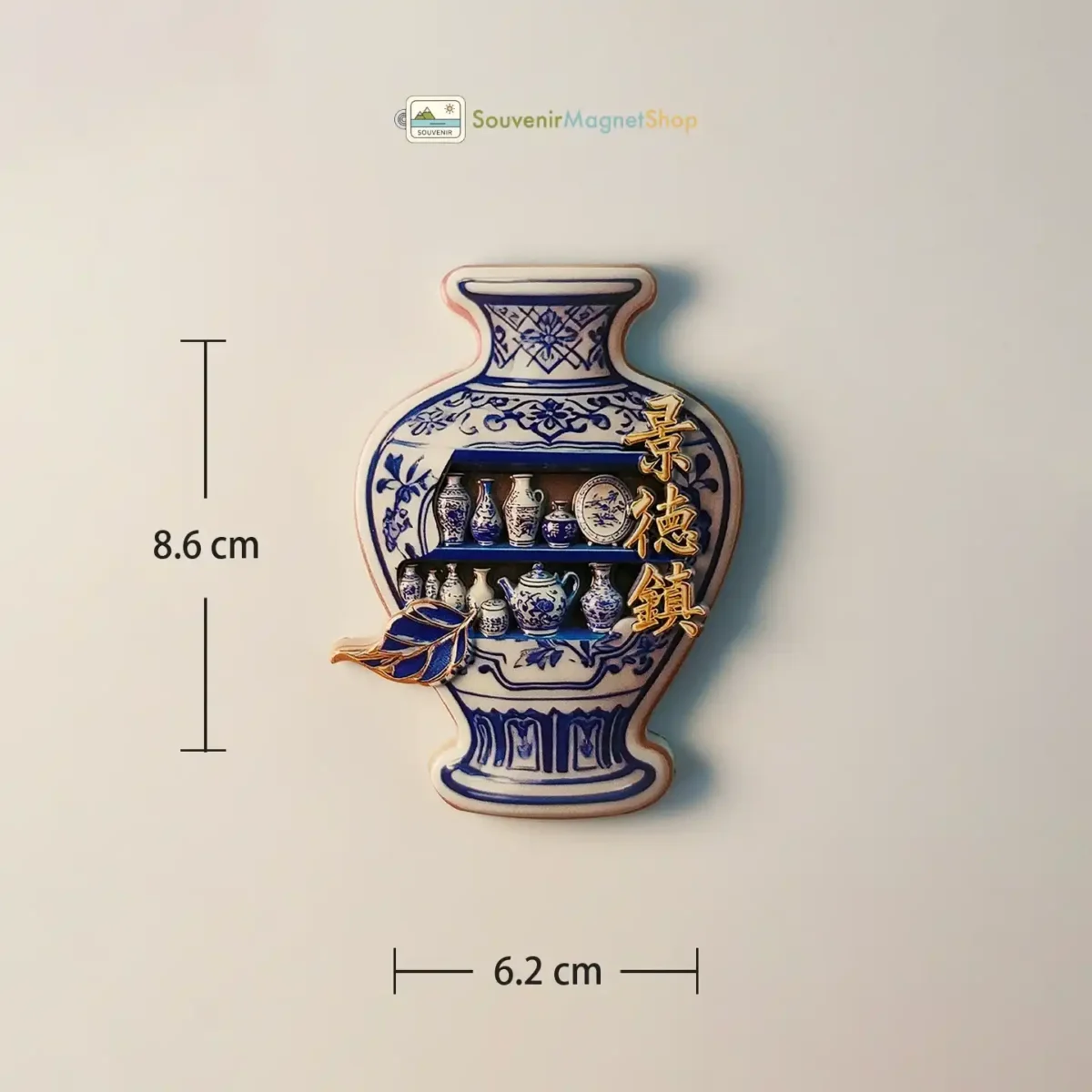 China Jingdezhen blue and white porcelain fridge magnet size measurements.