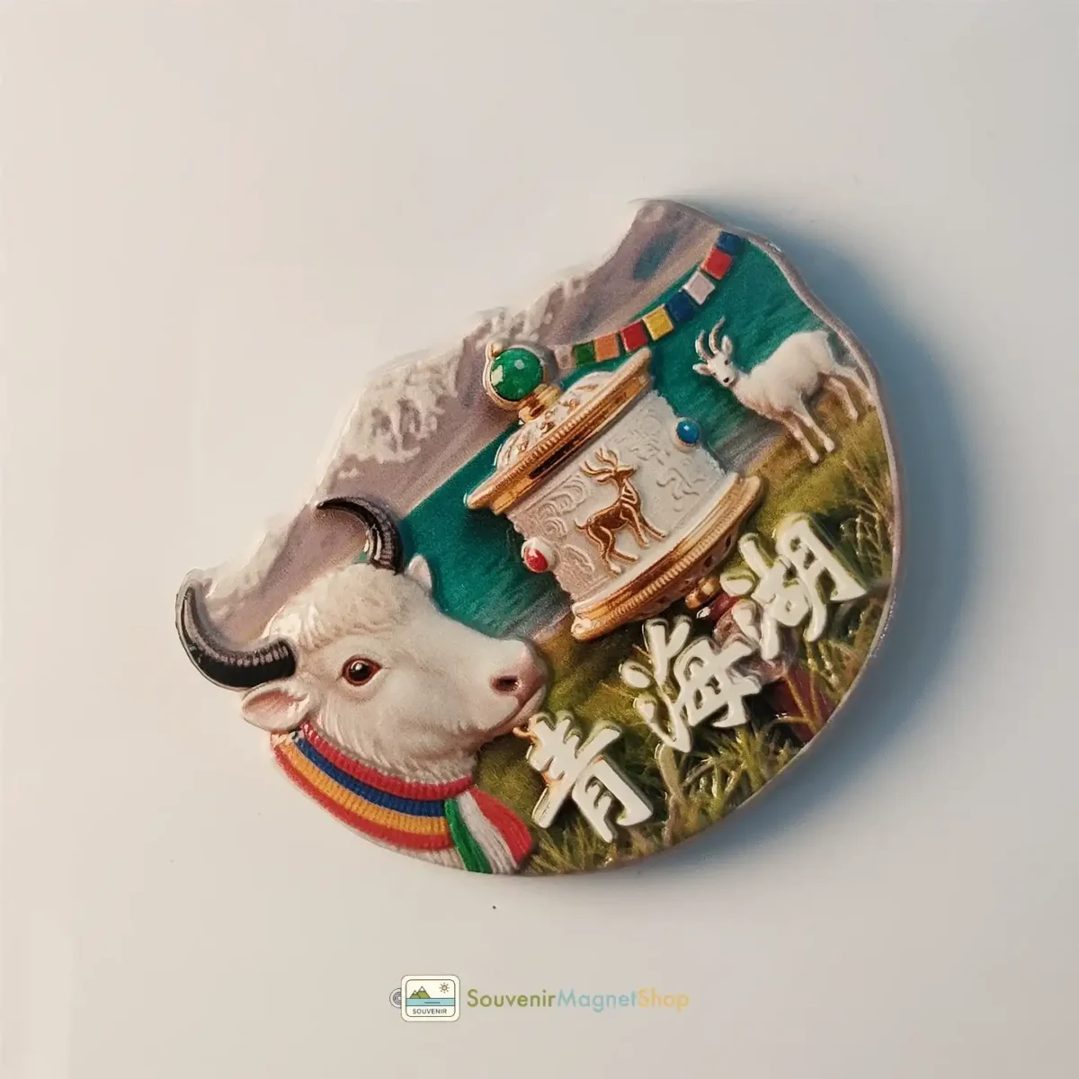 China Qinghai Lake yak magnet left view.