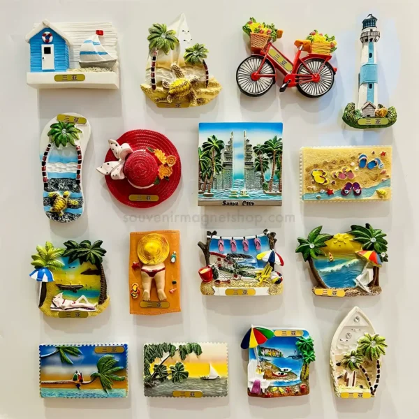 China Sanya Specialty Beach Scenery Combination Set Fridge Magnet left view.