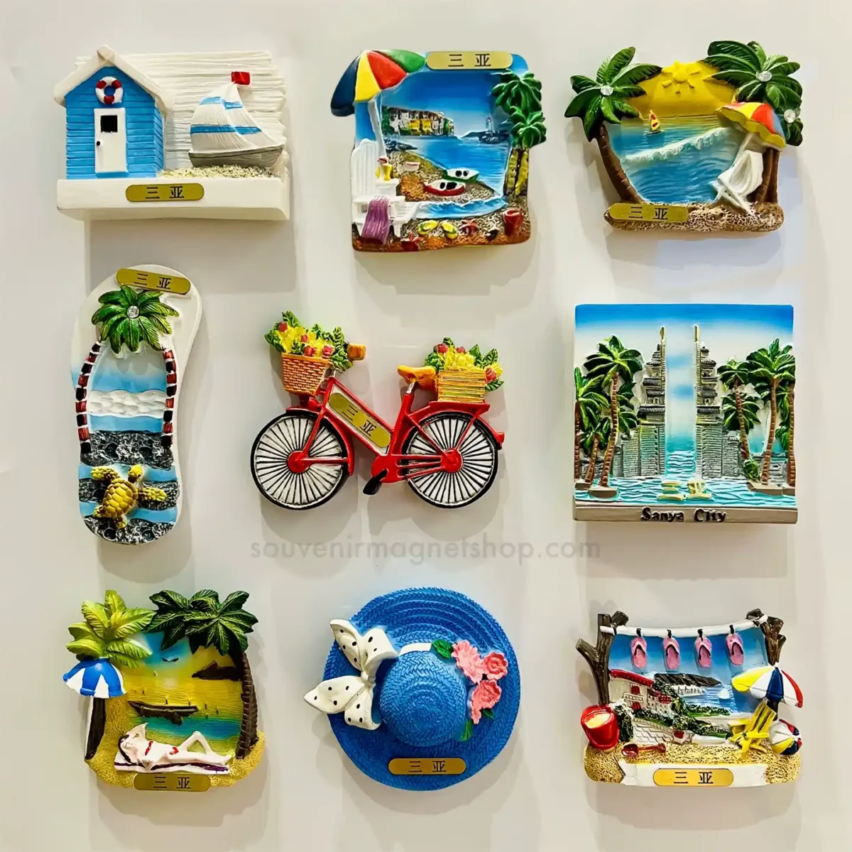 China Sanya Specialty Beach Scenery Combination Set Fridge Magnet right view.