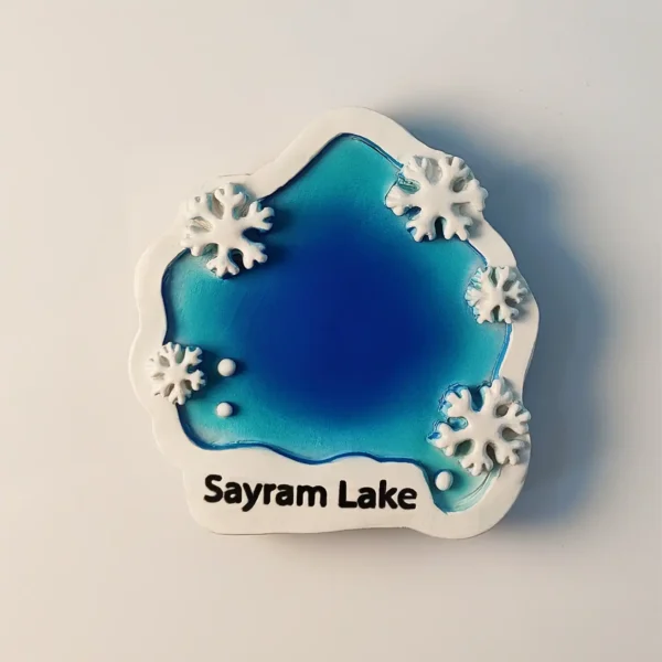China Xinjiang Sayram Lake snowflake fridge magnet front view