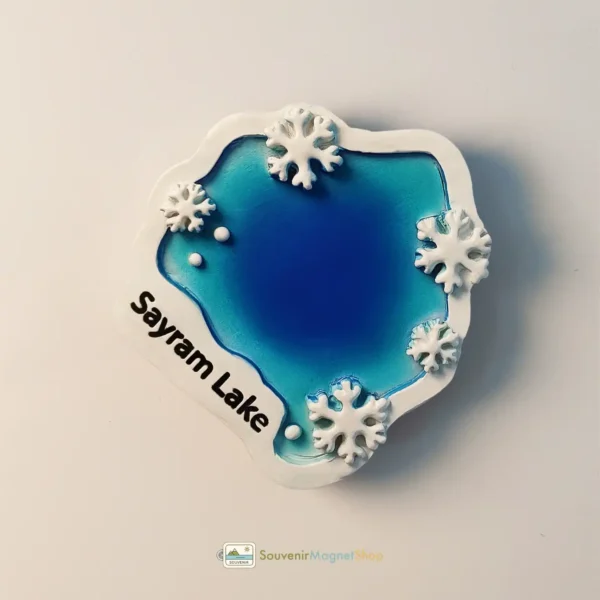 China Xinjiang Sayram Lake snowflake fridge magnet right view