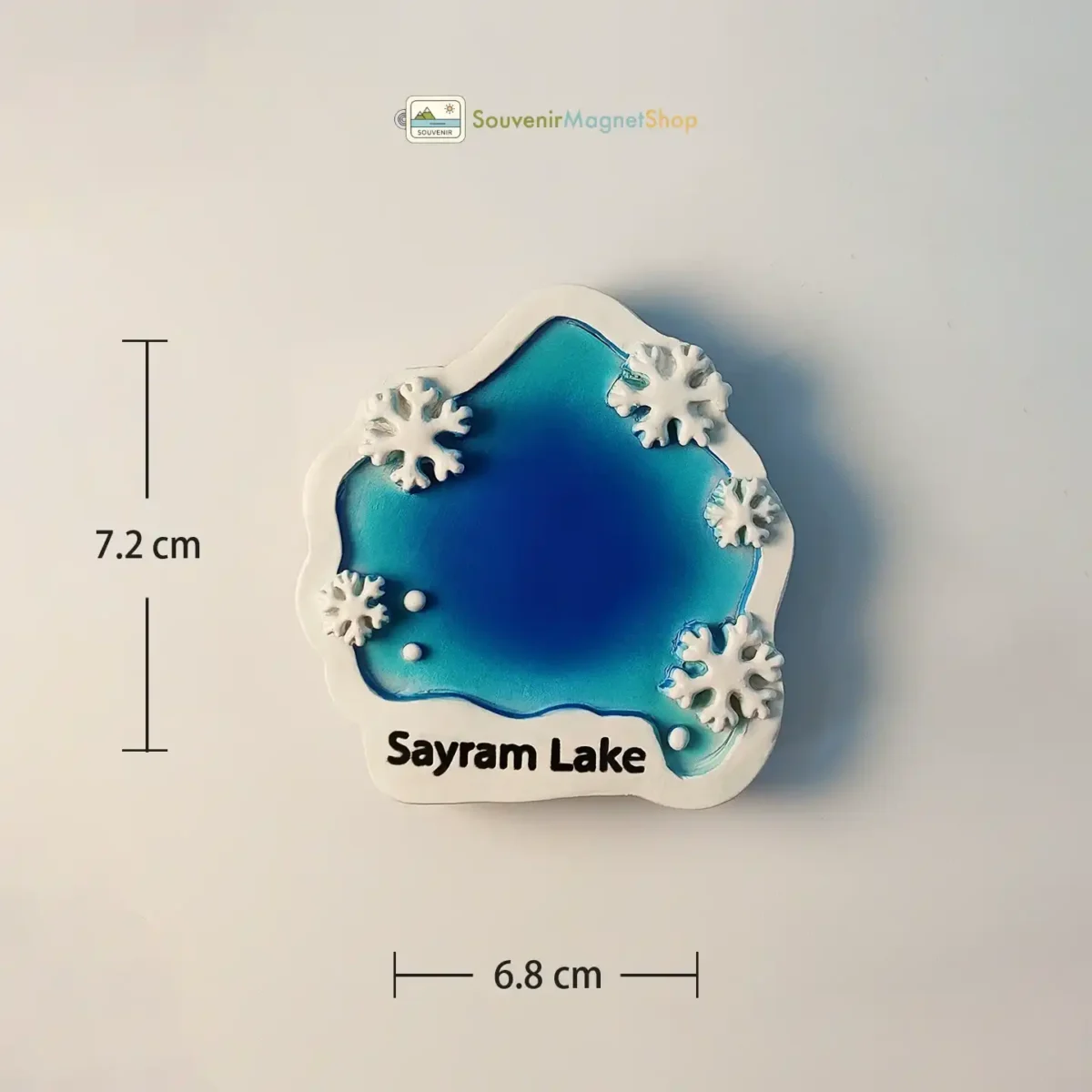 China Xinjiang Sayram Lake snowflake fridge magnet size view