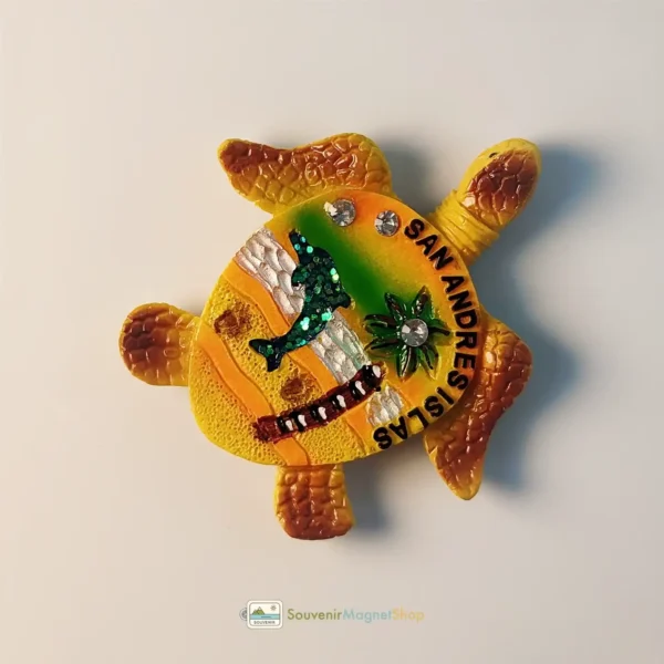 Colombia San Andrés Islands sea turtle fridge magnet right side view.