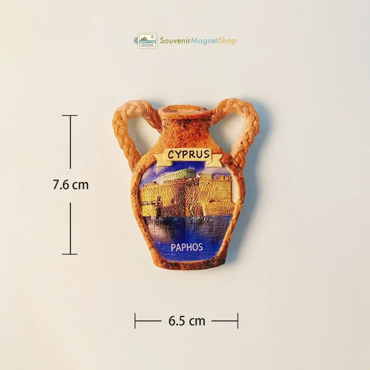 Cyprus Paphos Castle amphora fridge magnet size dimensions