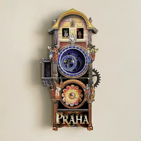 Czech Republic Prague Astronomical Clock fridge magnet front view.