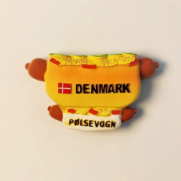 Denmark Danish hot dog (Pølsevogn) fridge magnet front view.