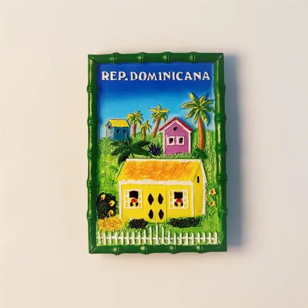 Dominican Republic traditional house fridge magnet front view.