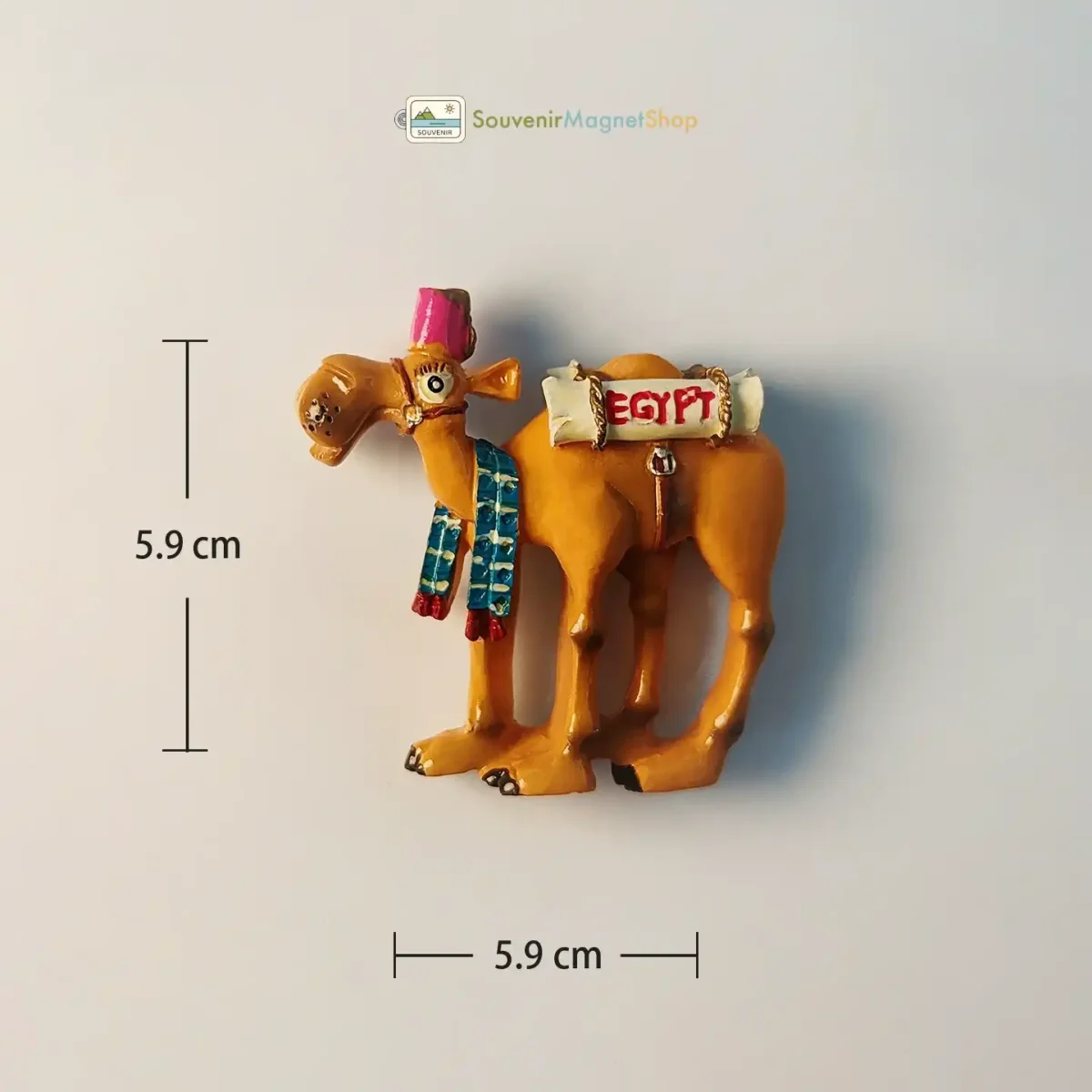 Egypt creative scarf camel fridge magnet size view.