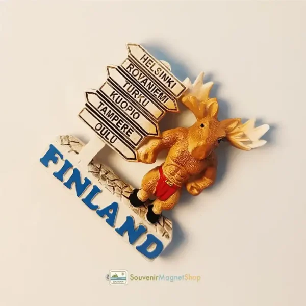Finland Helsinki moose road sign fridge magnet right view.