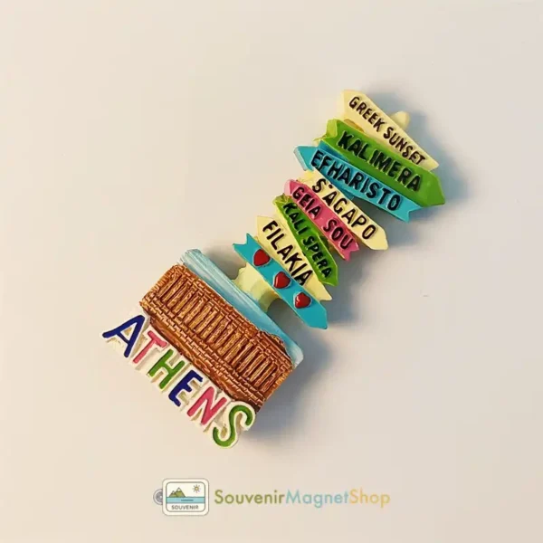 Greece Athens creative road sign fridge magnet right view.
