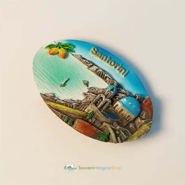 Greece Santorini coastal scenery fridge magnet right side view.