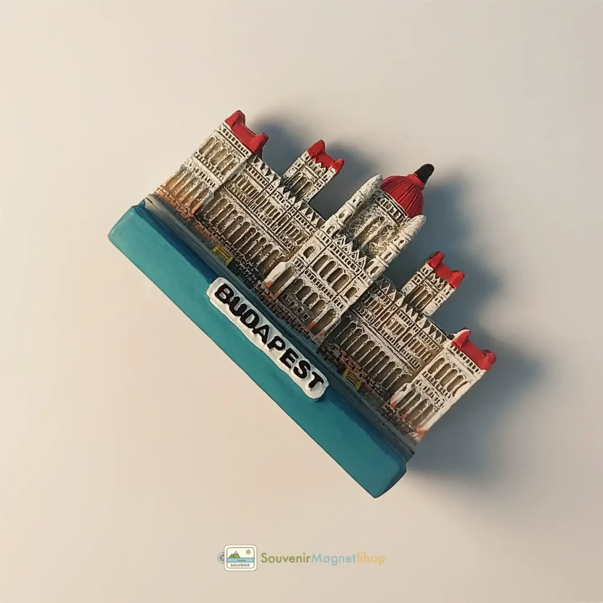 Hungary Budapest Parliament Building fridge magnet right angle view.