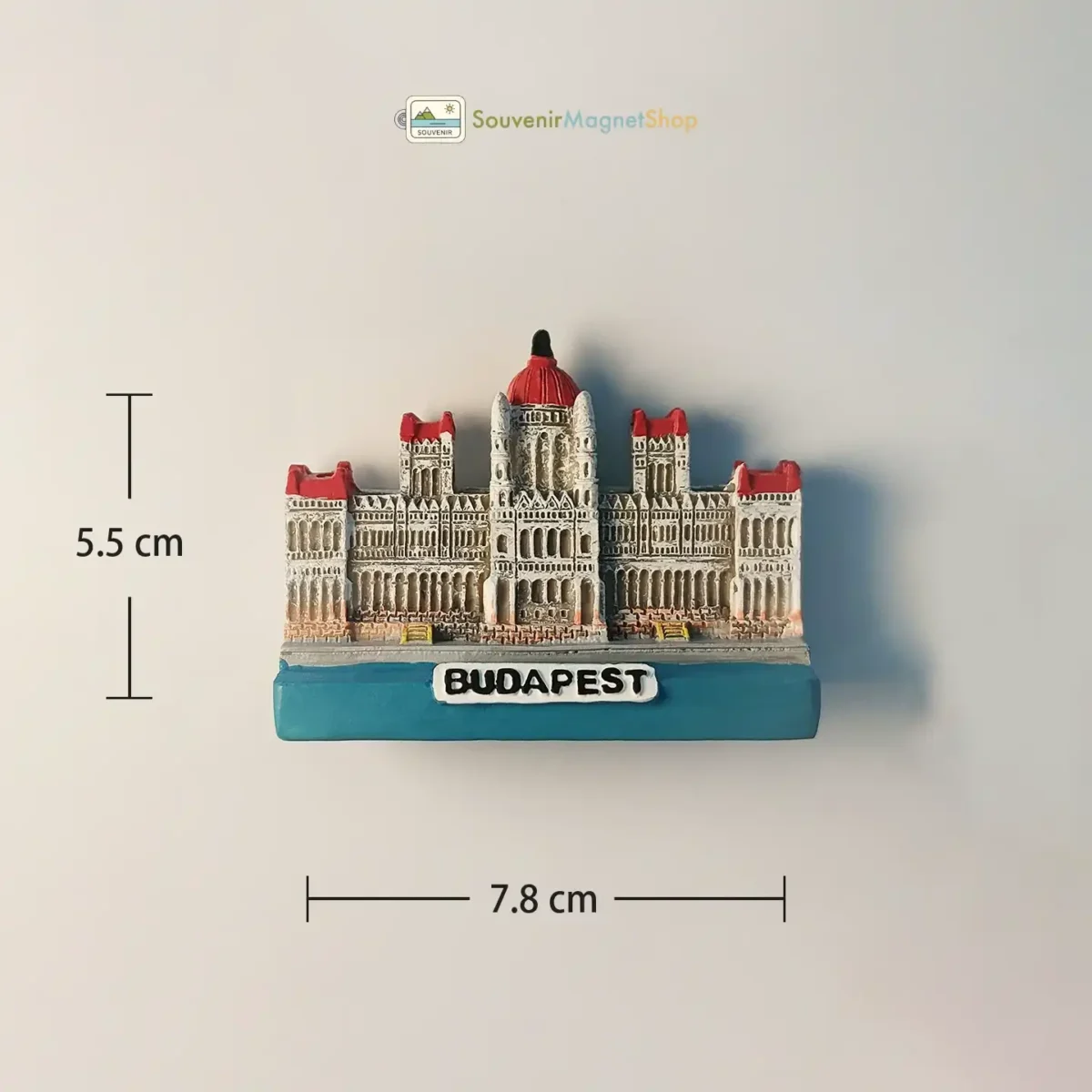 Hungary Budapest Parliament Building fridge magnet size dimensions.