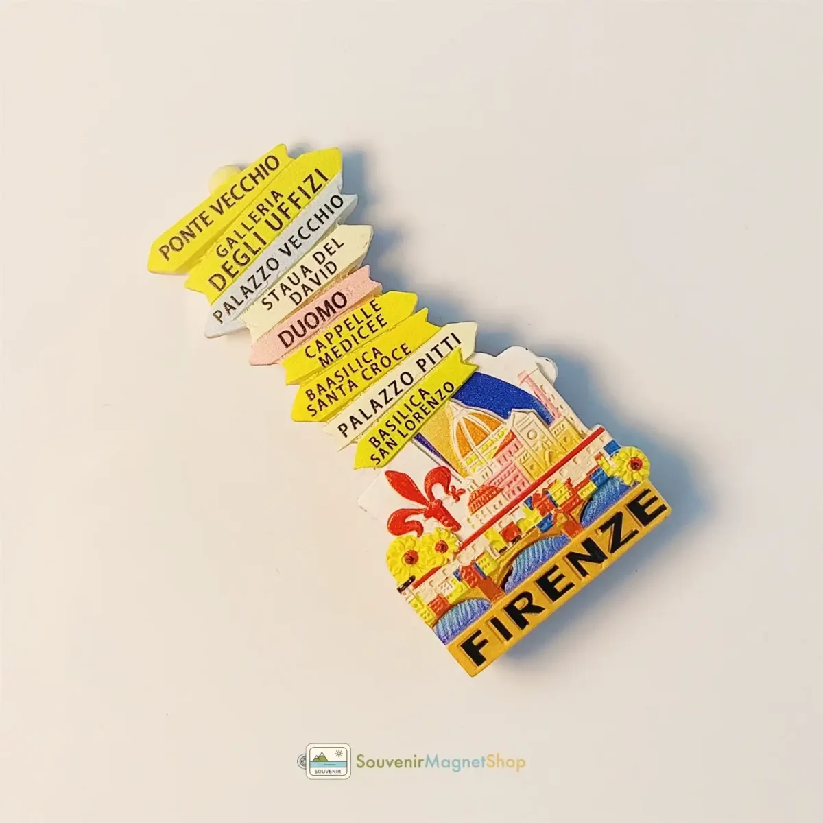 Italy Florence landmark signpost fridge magnet left view