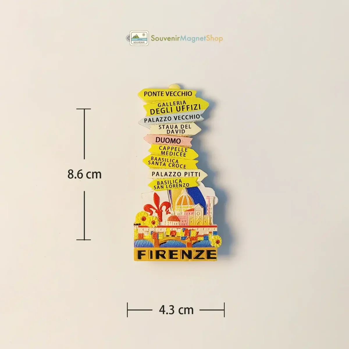 Italy Florence landmark signpost fridge magnet size