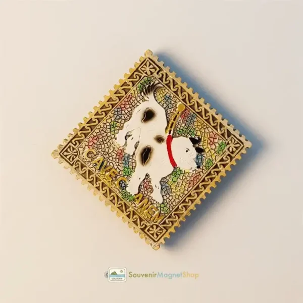 Italy Rome Cave Canem fridge magnet right angle view.