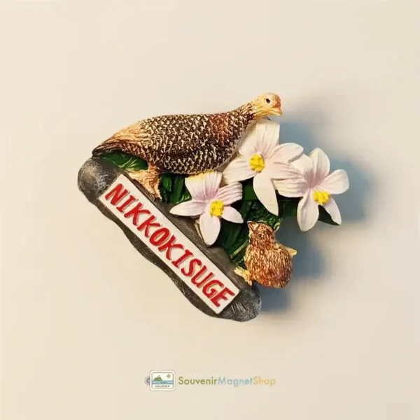 Japan Nikko Nikkokisuge Ptarmigan magnet right view.