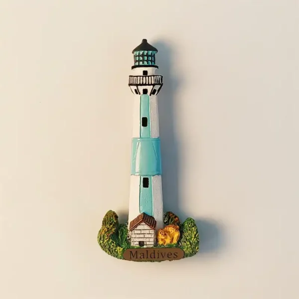 Maldives lighthouse restaurant fridge magnet front view.