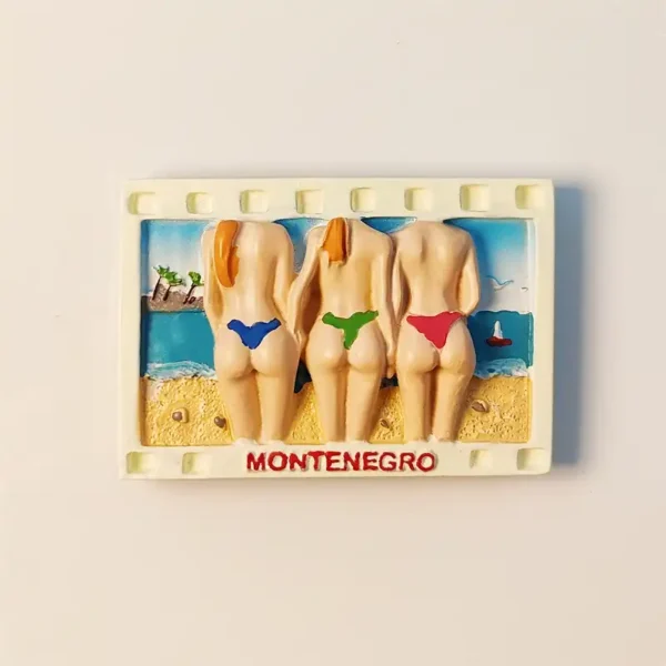 Montenegro swimsuit film fridge magnet front view.