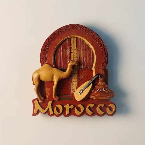 Morocco archway and camel fridge magnet front view.