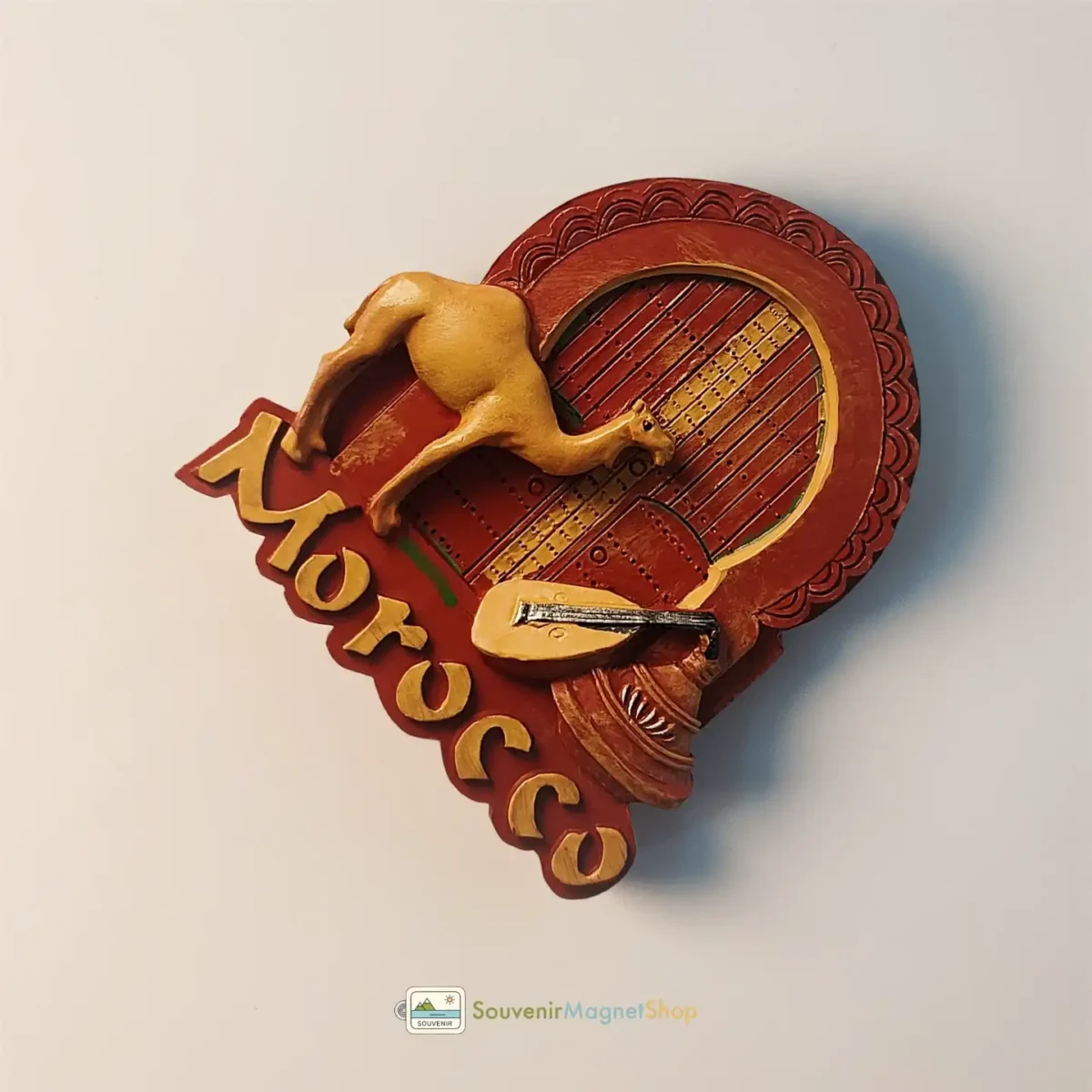 Morocco archway and camel fridge magnet right view.