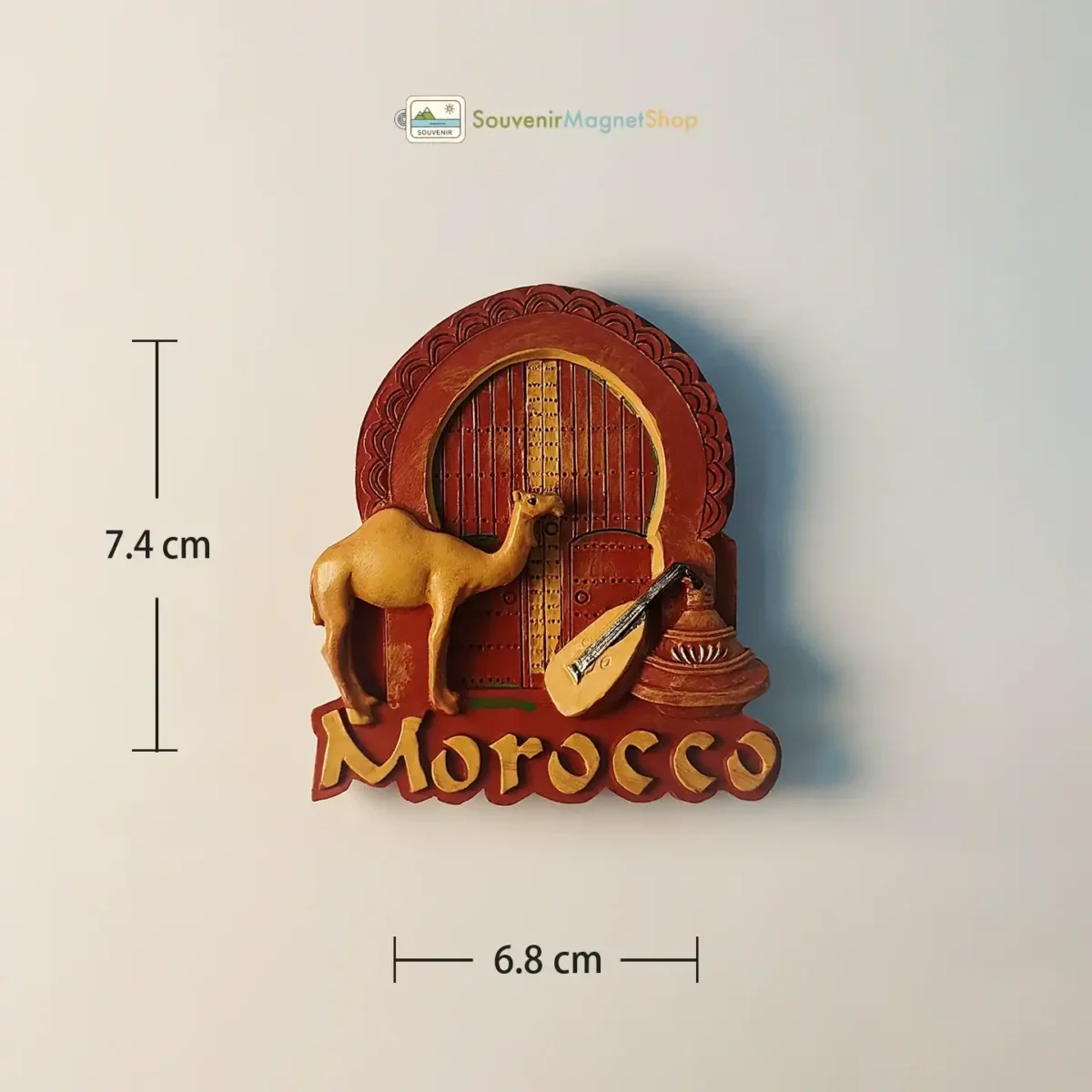 Morocco archway and camel fridge magnet size measurements.