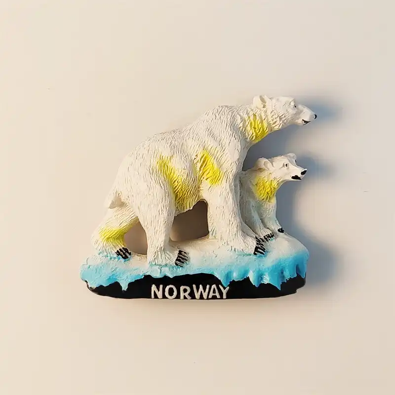 norway-polar-bear-mother-cub-fridge-magnet-front Norway polar bear mother and cub fridge magnet front view.