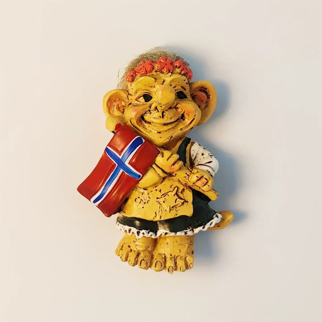 Norway troll flag fridge magnet front view