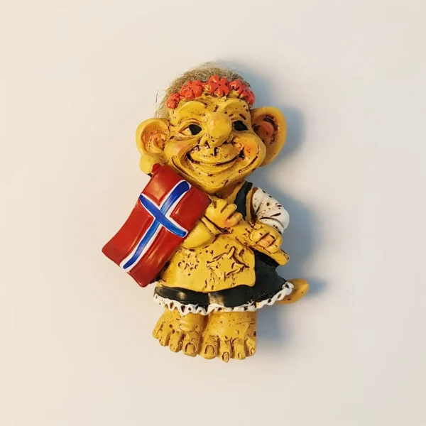Norway troll flag fridge magnet front view