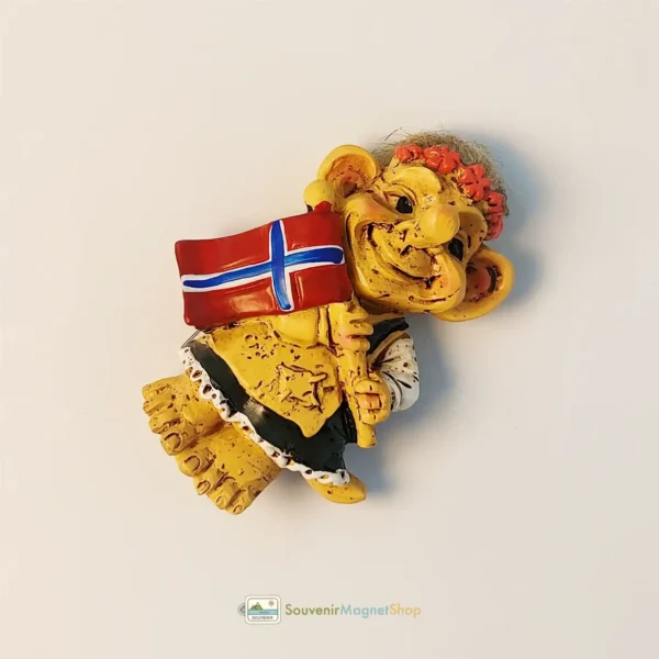 Norway troll flag fridge magnet right view