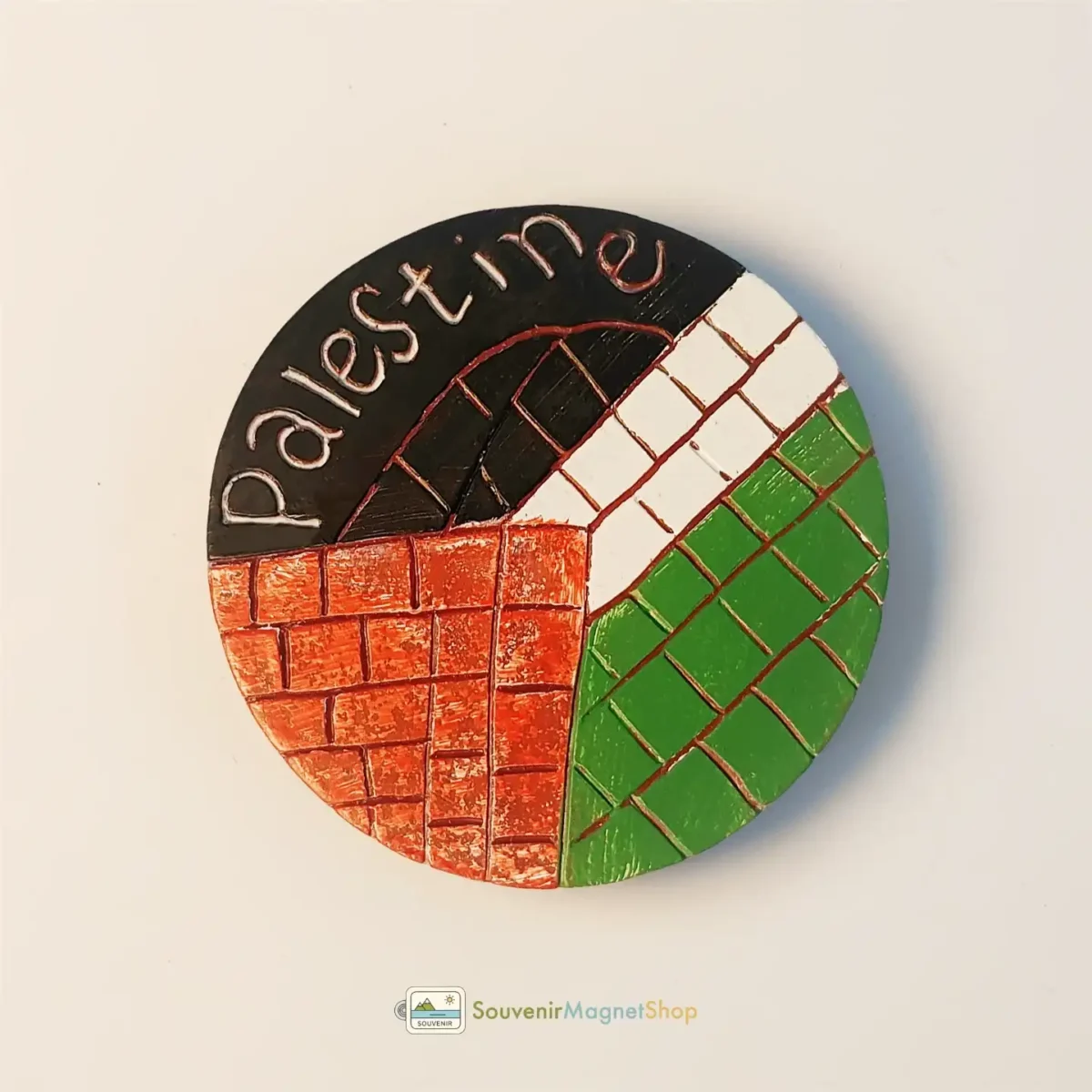 Palestine creative flag wall fridge magnet left view.