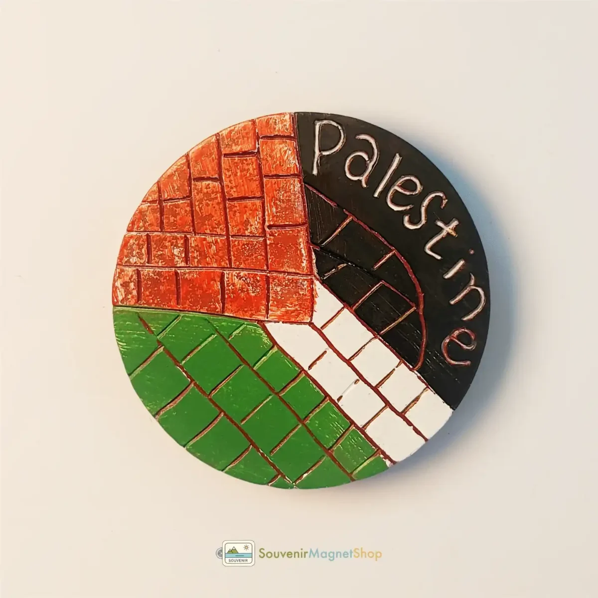 Palestine creative flag wall fridge magnet right view.