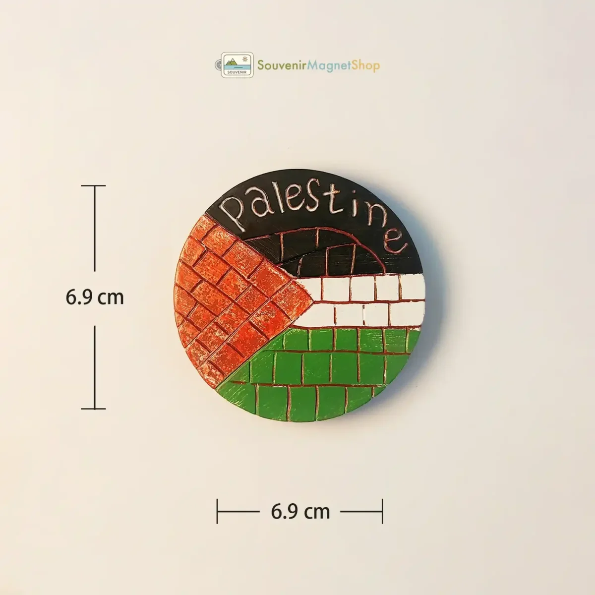 Palestine creative flag wall fridge magnet size view.