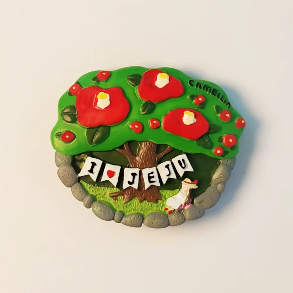 South Korea Jeju Island camellia fridge magnet front view