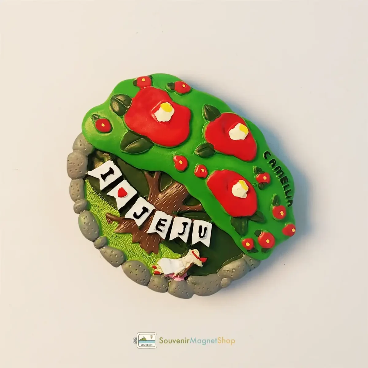 South Korea Jeju Island camellia fridge magnet right view