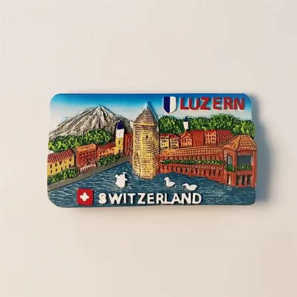 Switzerland Lucerne Chapel Bridge fridge magnet front view.