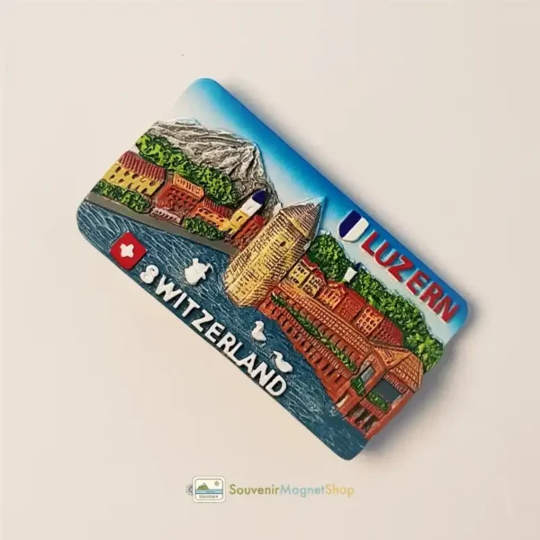 Switzerland Lucerne Chapel Bridge fridge magnet right view.