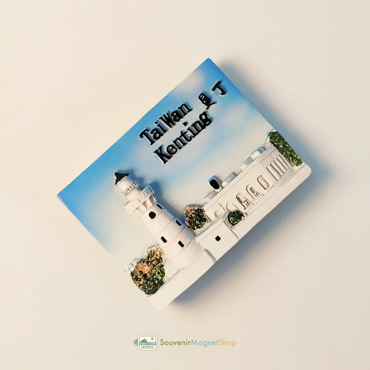 Taiwan Kenting Eluanbi Lighthouse fridge magnet left view.