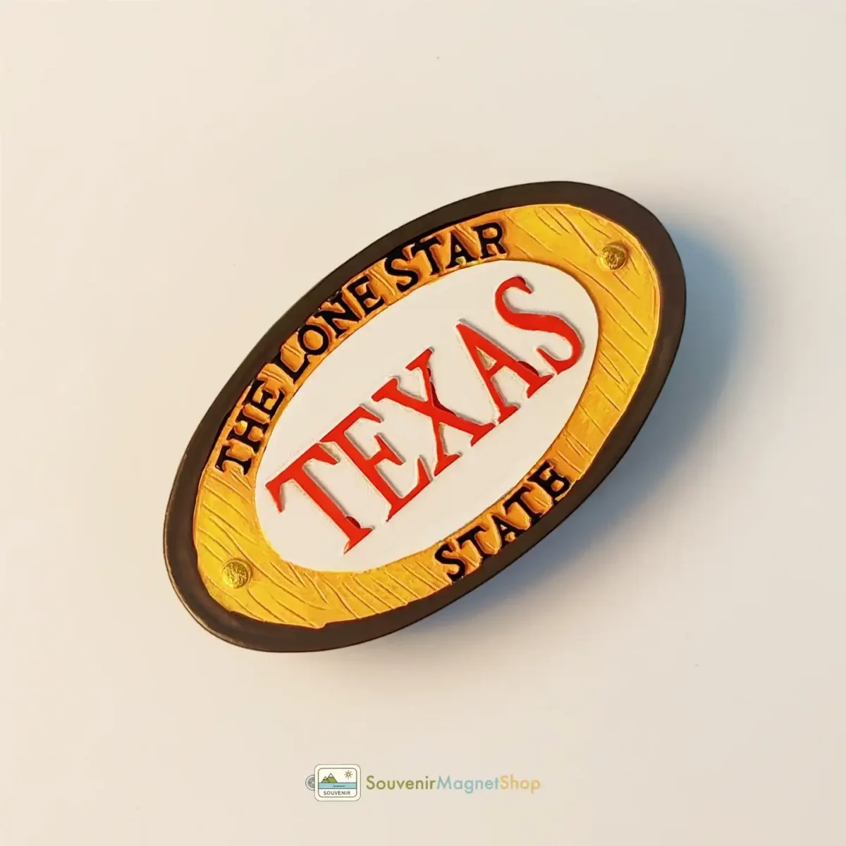 Texas The Lone Star State fridge magnet left side view.