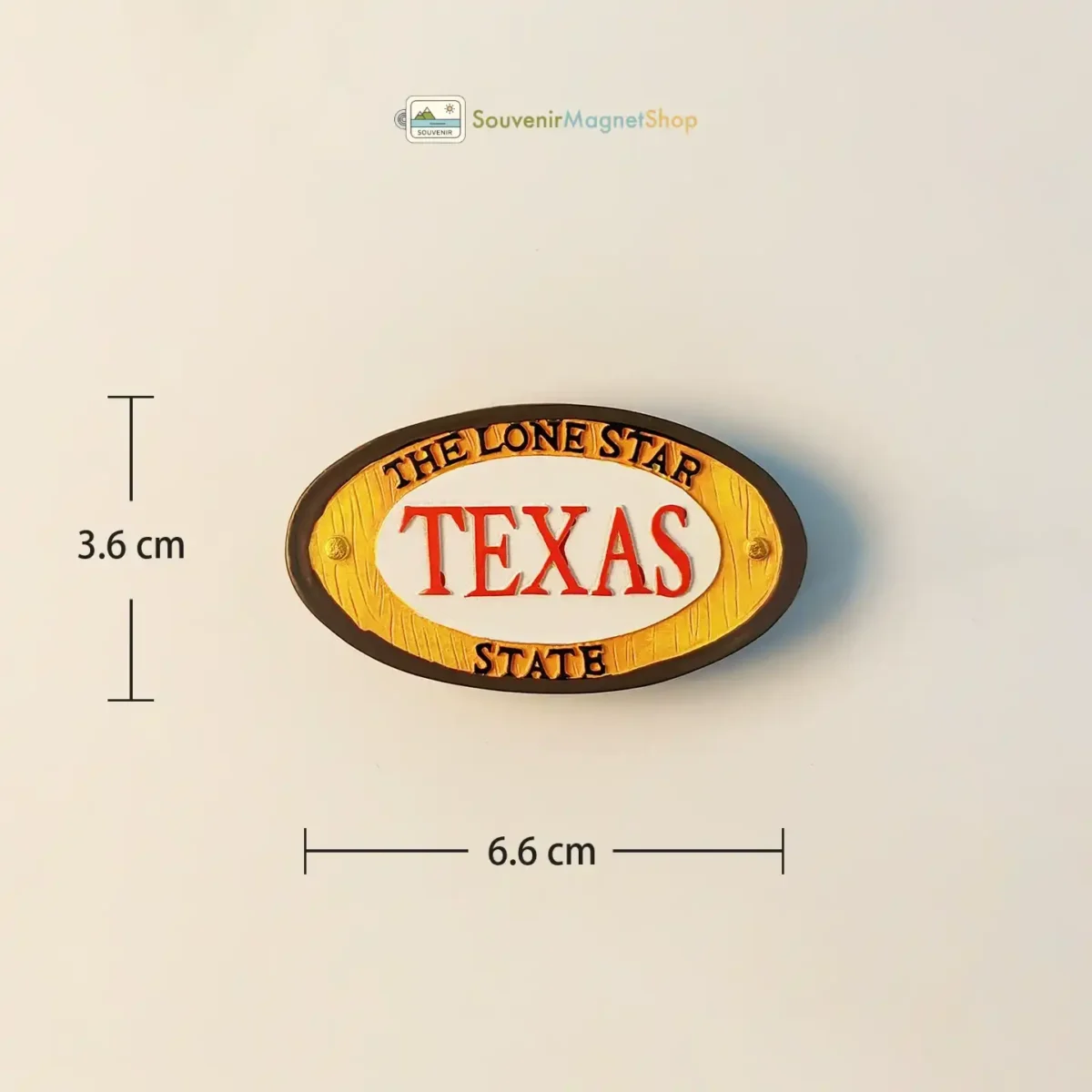 Texas The Lone Star State fridge magnet size dimensions.