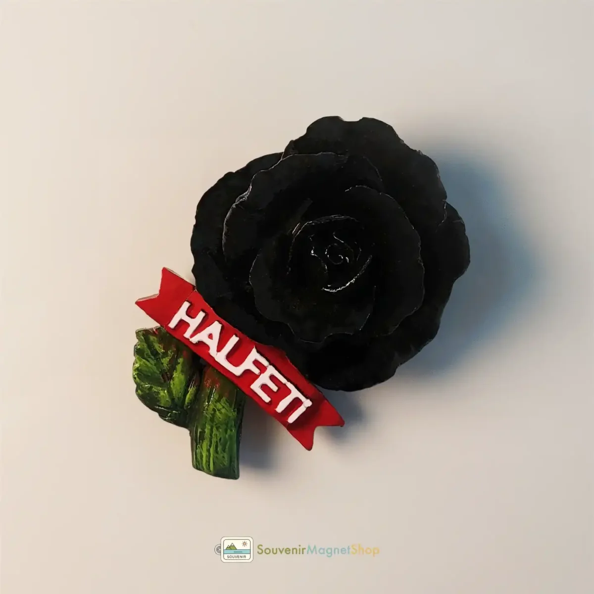 Turkey Halfeti Black Rose fridge magnet right side view.