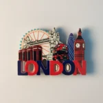 UK London landmarks fridge magnet front view.