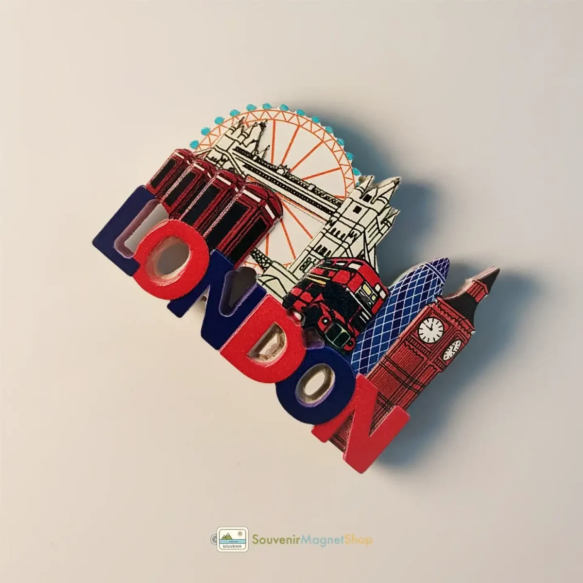 UK London landmarks fridge magnet right view.