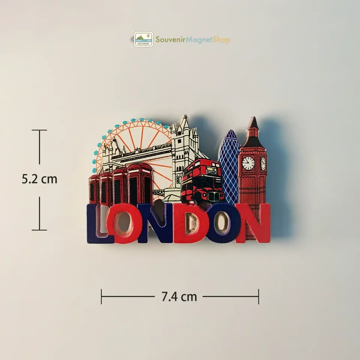UK London landmarks fridge magnet size view.